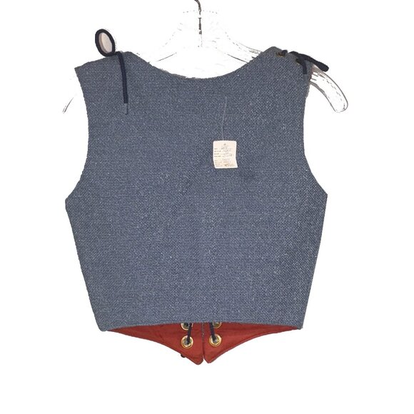 Renaissance Blue Bodice with Shoulder Laces Reversible Boned New Approx Sz 6 - Picture 2 of 4